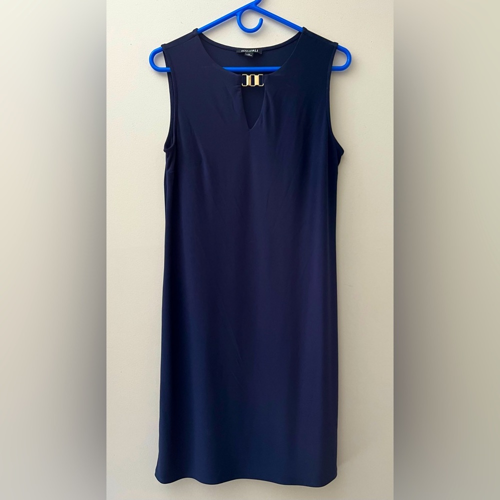 Navy blue sleeveless shift dress